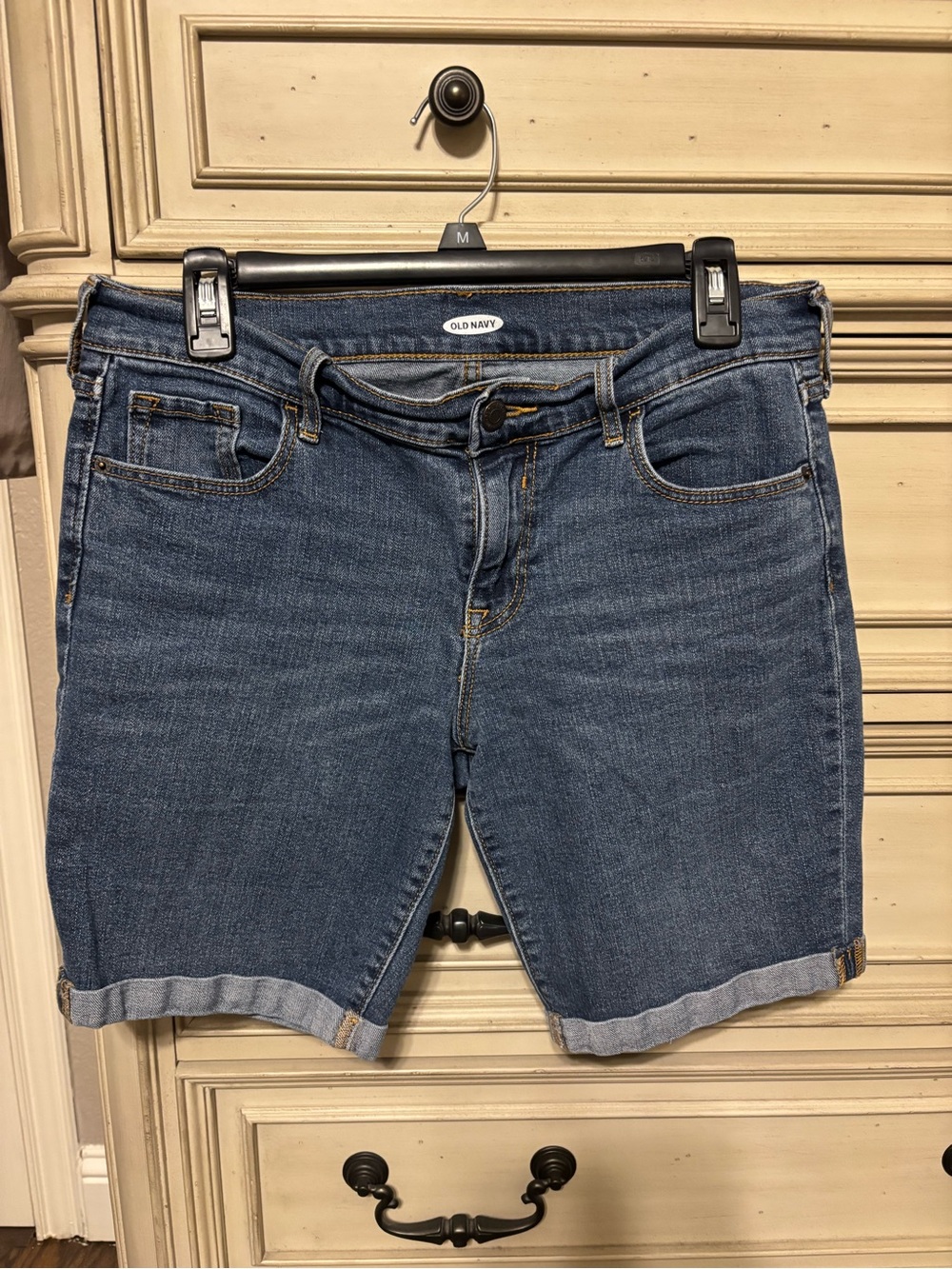 Old Navy Medium Blue Rolled-Hem Denim Bermuda Shorts